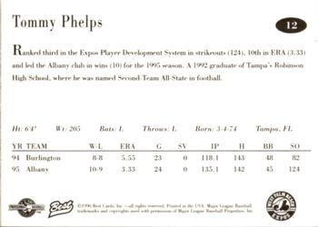 1996 Best West Palm Beach Expos #12 Tommy Phelps Back