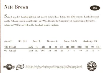 1996 Best West Palm Beach Expos #23 Nate Brown Back