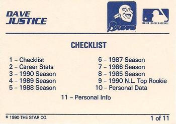 1990 Star Dave Justice #1 Dave Justice Back