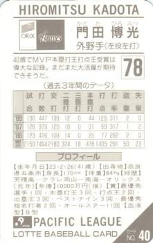 1989 Lotte Gum #40a Hiromitsu Kadota Back