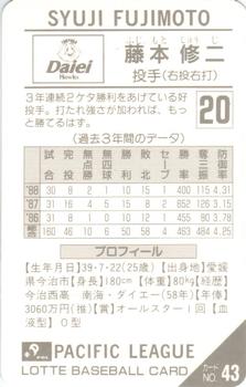 1989 Lotte Gum #43 Shuji Fujimoto Back