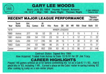 1984 Donruss #144 Gary Woods Back