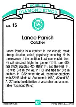 1984 Donruss #15 Lance Parrish Back