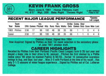 1984 Donruss #381 Kevin Gross Back