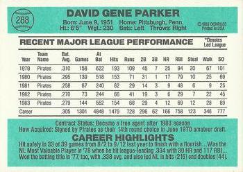 1984 Donruss #288 Dave Parker Back