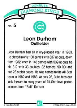 1984 Donruss #5 Leon Durham Back