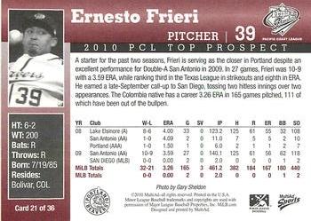 2010 MultiAd Pacific Coast League Top Prospects #21 Ernesto Frieri Back