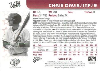2010 MultiAd Pacific Coast League All-Stars #5 Chris Davis Back
