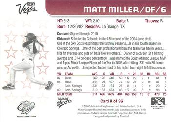 2010 MultiAd Pacific Coast League All-Stars #9 Matt Miller Back