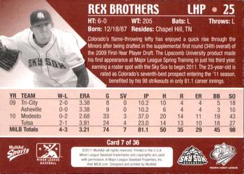 2011 MultiAd Pacific Coast League Top Prospects #7 Rex Brothers Back