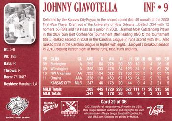 2012 MultiAd Pacific Coast League Top Prospects #20 Johnny Giavotella Back