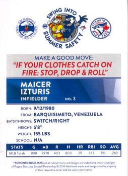 2014 Toronto Blue Jays Fire Safety #NNO Maicer Izturis Back