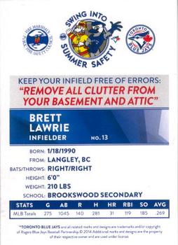 2014 Toronto Blue Jays Fire Safety #NNO Brett Lawrie Back