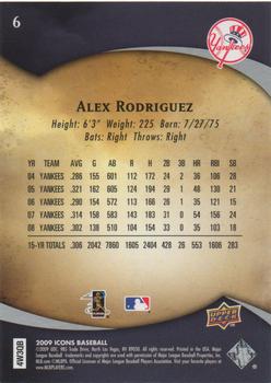 2009 Upper Deck Icons #6 Alex Rodriguez Back