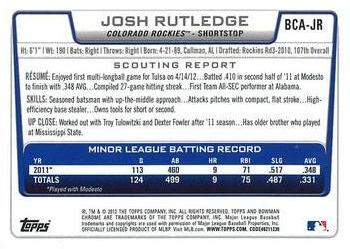 2012 Bowman Chrome - Prospects Autographs #BCA-JR Josh Rutledge Back
