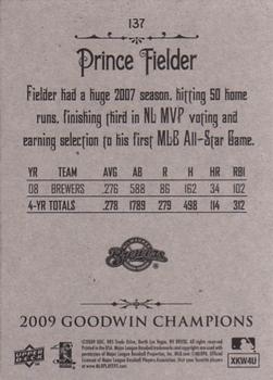 2009 Upper Deck Goodwin Champions #137 Prince Fielder Back