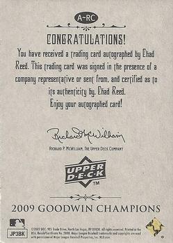 2009 Upper Deck Goodwin Champions - Autographs #A-RC Chad Reed Back