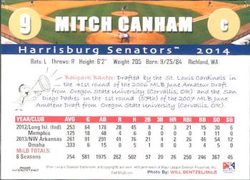 2014 Grandstand Harrisburg Senators #4 Mitch Canham Back