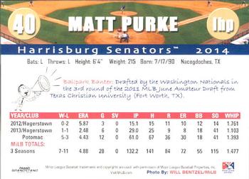 2014 Grandstand Harrisburg Senators #23 Matt Purke Back