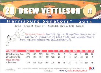 2014 Grandstand Harrisburg Senators #30 Drew Vettleson Back