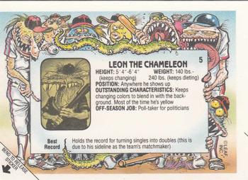 1988 Leaf Baseball's Greatest Grossouts #5 Leon the Chameleon Back