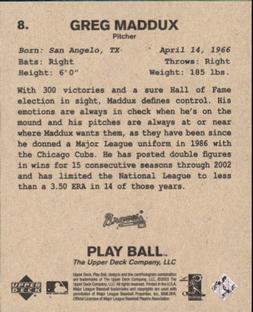 2003 Upper Deck Play Ball - 1941 Series #8 Greg Maddux Back