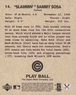 2003 Upper Deck Play Ball - 1941 Series #14 Sammy Sosa Back