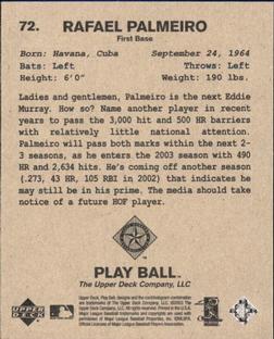 2003 Upper Deck Play Ball - 1941 Series #72 Rafael Palmeiro Back