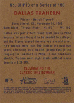 2006 Bowman Heritage - Prospects #BHP13 Dallas Trahern Back