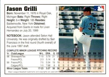 1999 Arizona Fall League Prospects #12 Jason Grilli Back
