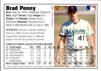 1999 Arizona Fall League Prospects #21 Brad Penny Back