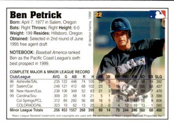 1999 Arizona Fall League Prospects #22 Ben Petrick Back