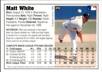 1999 Arizona Fall League Prospects #26 Matt White Back