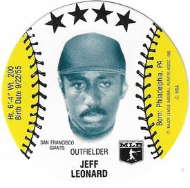 1985 Subway Discs #NNO Jeff Leonard Front