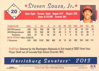 2013 Grandstand Harrisburg Senators #25 Steven Souza Back