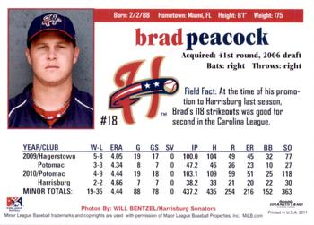 2011 Grandstand Harrisburg Senators #NNO Brad Peacock Back