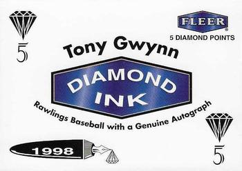 1998 Fleer Tradition - Diamond Ink 5 Points #NNO Tony Gwynn Front