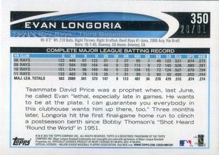 2012 Topps Mini - Gold #350 Evan Longoria Back