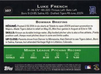 2009 Bowman Chrome #107 Luke French Back