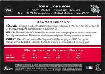 2009 Bowman Chrome #130 Josh Johnson Back
