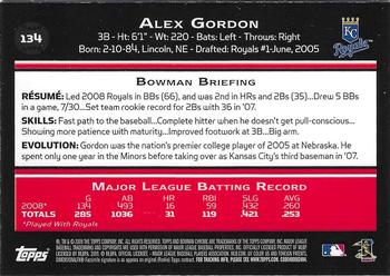 2009 Bowman Chrome #134 Alex Gordon Back