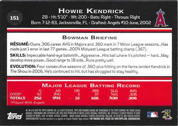 2009 Bowman Chrome #151 Howie Kendrick Back