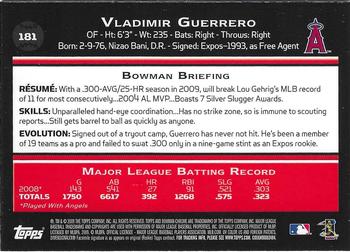 2009 Bowman Chrome #181 Vladimir Guerrero Back