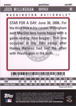 2009 Topps Ticket to Stardom #89 Josh Willingham Back