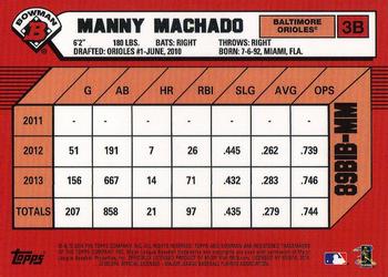 2014 Bowman Inception - 1989 Bowman is Back Silver Diamond Refractor #89BIB-MM Manny Machado Back