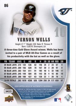 2009 SP Authentic #86 Vernon Wells Back