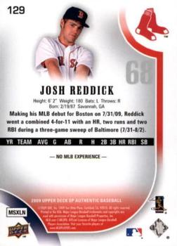 2009 SP Authentic #129 Josh Reddick Back