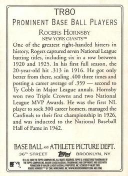 2009 Topps - Turkey Red #TR80 Rogers Hornsby Back
