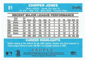 2002 Donruss Originals - Samples #81 Chipper Jones  Back