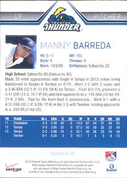 2014 Brandt Trenton Thunder #8 Manny Barreda Back